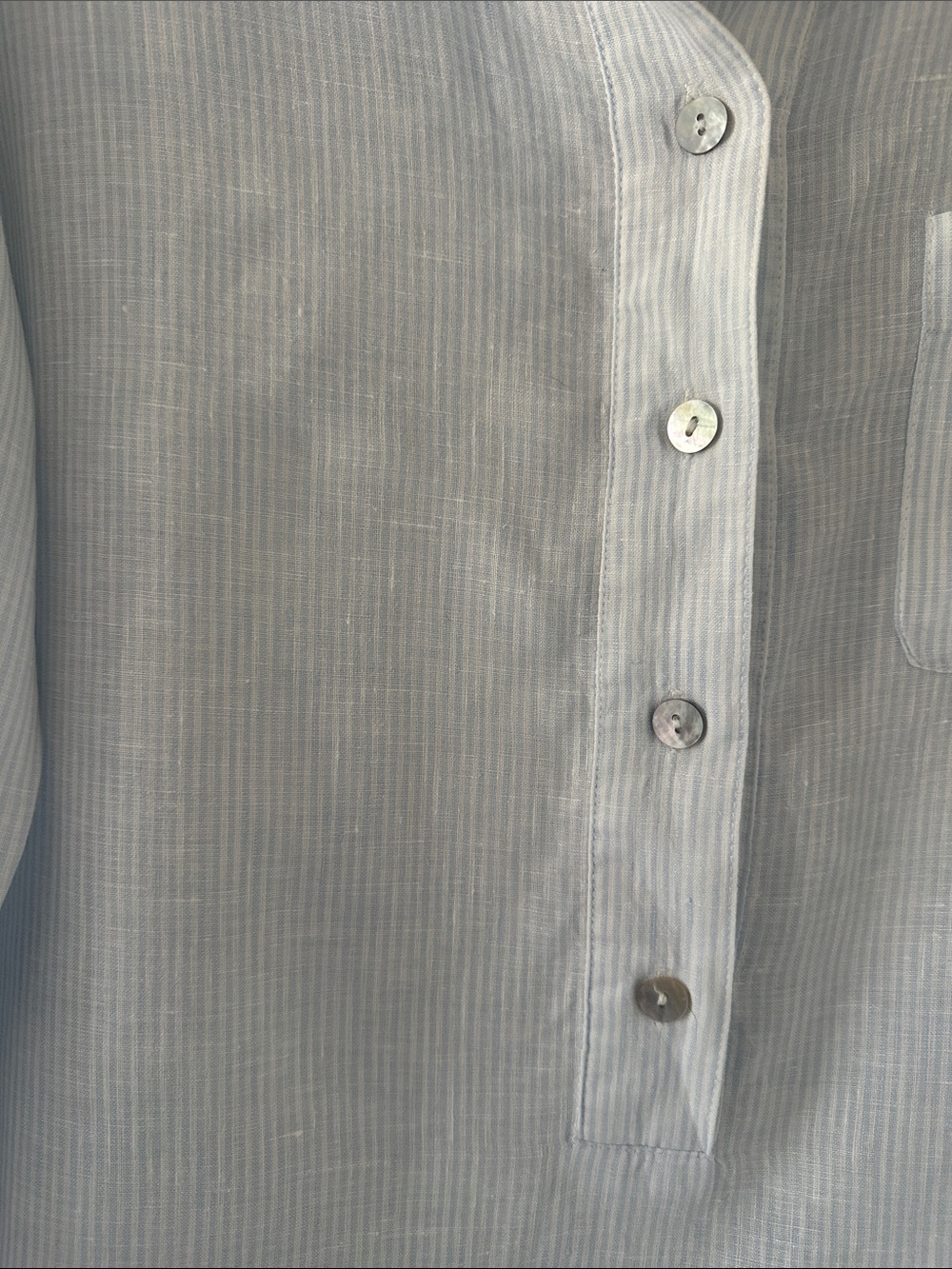 Sara Campbell The Daniella Long Linen Tunic Top Light Blue Stripe Sz Medium Chic - Picture 4 of 12